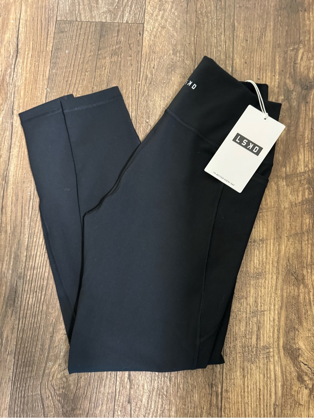 NWT LSKD Fusion Full Length LEGGINGS with Pockets. LARGE. Black.